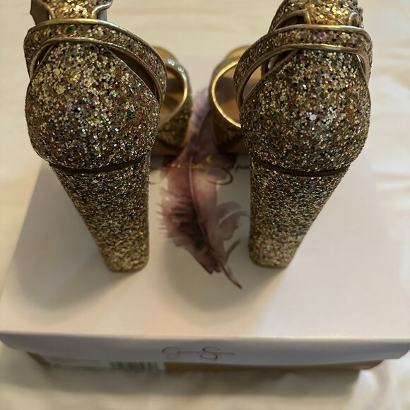 Jessica Simpson Gavynne Heels – Party Gold Confetti Pop Glitter – Size 8M (NEW) - Picture 5 of 6